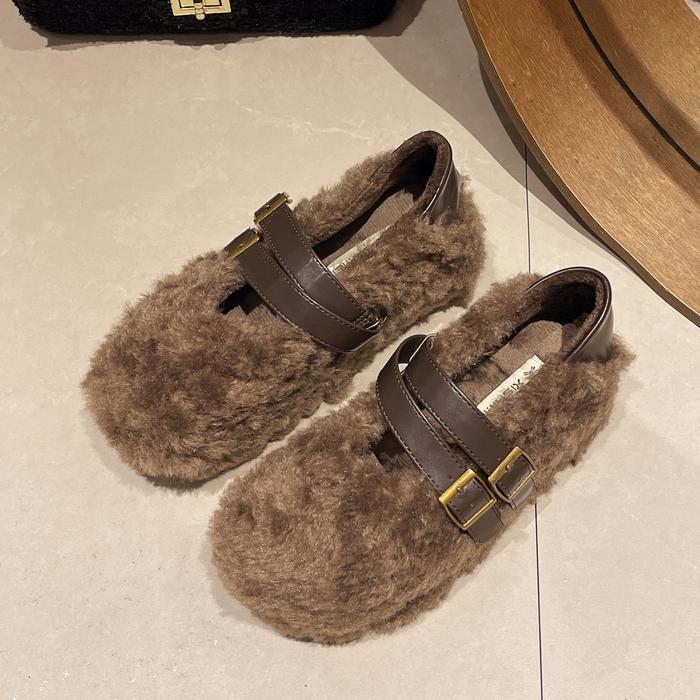 Jual Casual Woman Shoe Female Footwear Loafers Fur Slip-on Autumn