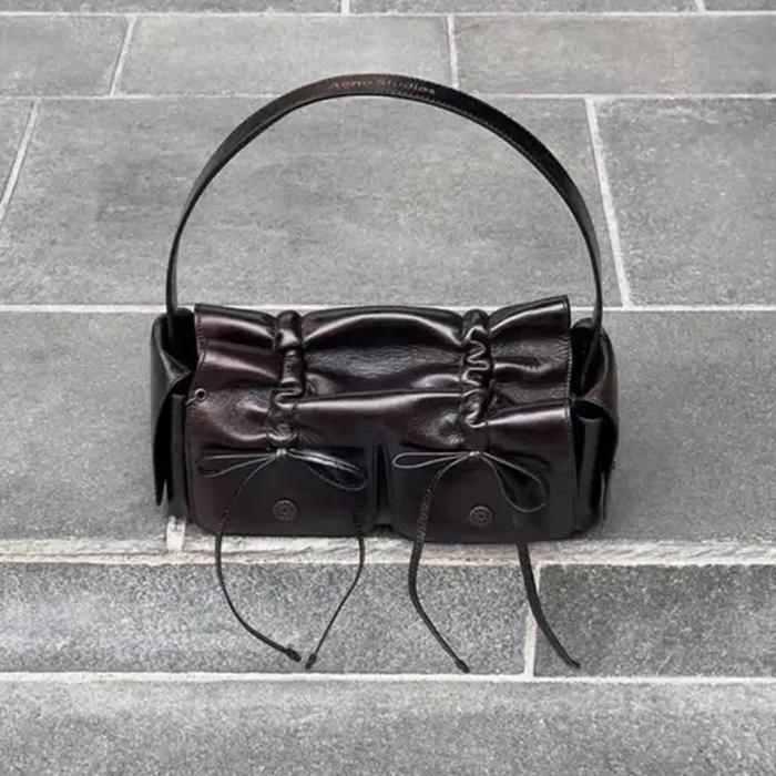 Gambar Bags for Women Luxury Designer Handbag and Purses 2024 New in Distressed PU Leather Rivet Bow Underarm Pleated Shoulder Bag dari intan laundry27 undefined Tokopedia