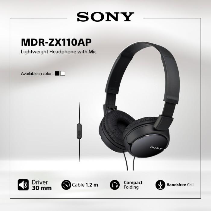 Jual SONY MDR-ZX110AP Black On Ear Headphone ZX110 ZX-110AP ZX 110