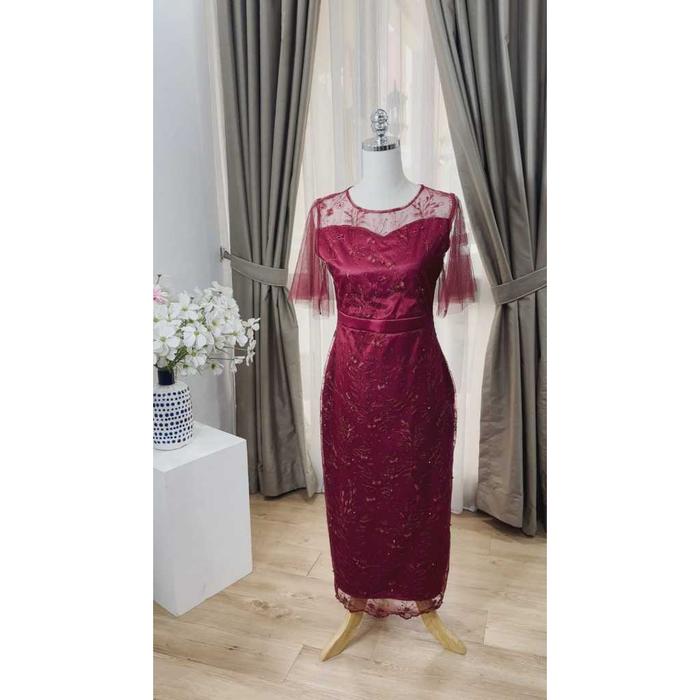 Gambar baju dress muslim wanita model terbaru gamis brukat ryaku bahan premium brukat kekinian dan import quality - Marun, M dari Versionatic undefined Tokopedia