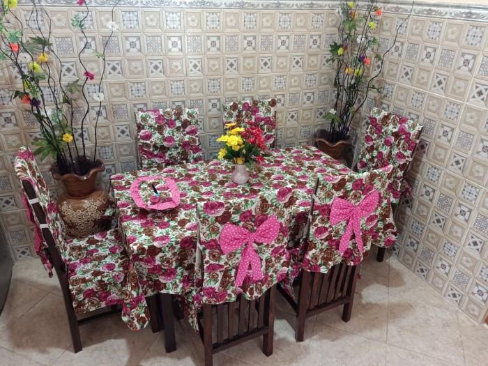 Gambar CO Set Sarung Kursi Makan 6 Kursi Motif/Cover Taplak Meja Makan/Ctc/Cover - Kode 1 dari Repastor undefined 5 Tokopedia