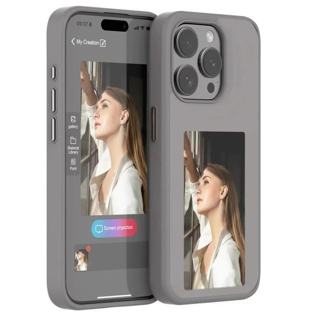 Gambar IPHONE ORIGINAL CASE IPHONE 13 14 15 16 Pro Max Customizable NFC Screen Smart Projection E-ink Case for iPhone PICTURE - GREY, IPHONE 15 dari acasing Case undefined Tokopedia