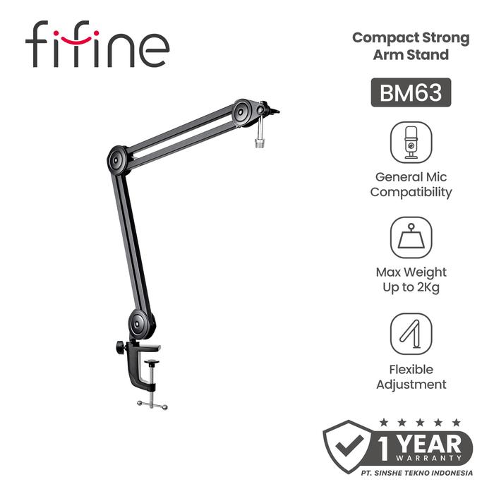 Gambar Fifine Mic Boom Arm Stand with Build-in Springs, Handling Max 2 Kilograms of Weight for All Standard Mics, Mounts Stand Mic 360 Rotate - BM63 Black dari Fifine Indonesia Kota Administrasi Jakarta Barat Tokopedia