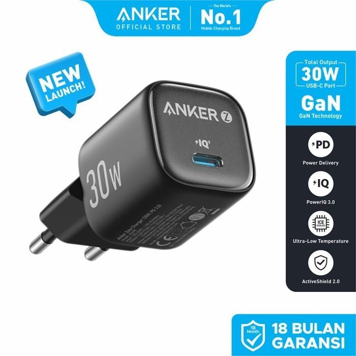 Gambar Anker Zolo GaN 30W Adaptor Kepala Charger iPhone 15 Samsung Type C PD Ice-Cooled Fast Charging - A2698 - Hitam dari Anker Official Medan undefined Tokopedia