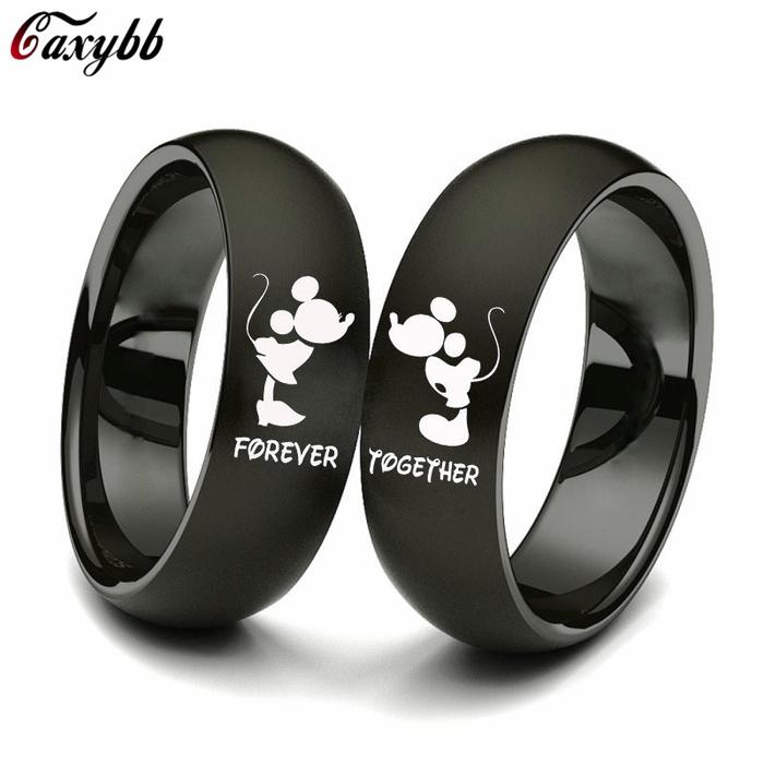 Jual Lovers' Ring Black Color Couple Ring Stainless Steel Wedding