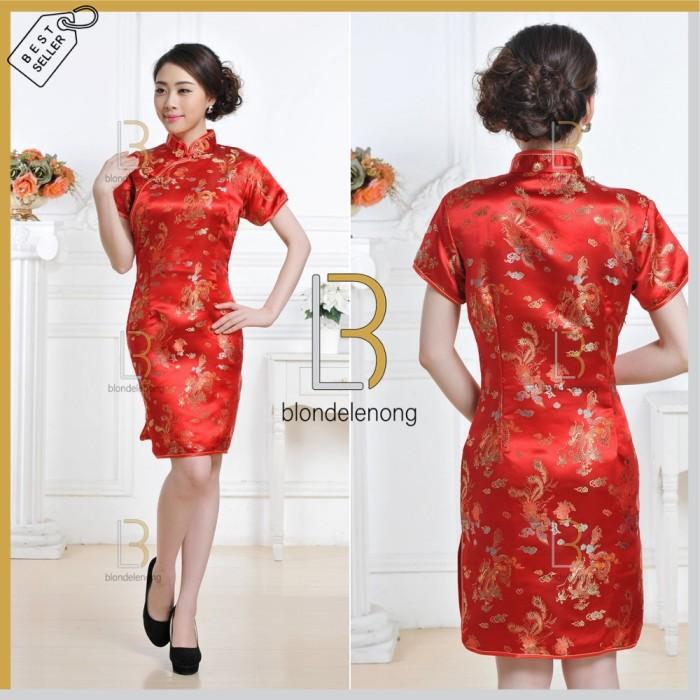 Gambar Baju Cheongsam Ceongsam Congsam Qipao Dress Blouse Wanita Imlek Dewasa - Merah, S dari Busana Klasik undefined Tokopedia