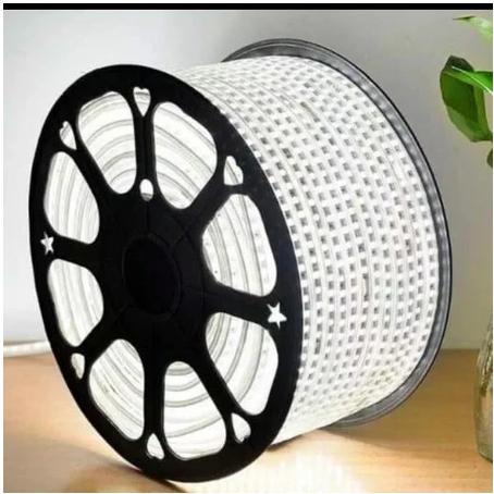 Gambar LAMPU HIAS CAFE LED STRIP PLAFON DINDING ANTI AIR WATERPROF LAMPU LED STRIP SELANG SMD 5050 100M 100 METER  LAMPU PLAFON CEILING DRIP CEILING PLAFON LED INDOOR OUTDOOR 1 ROLL METERAN KAMAR DINDING ESTETIK AESTHATIC PREMIUM  FLEKSIBEL - putih 100m+5soket dari Farellazxy6102 undefined Tokopedia