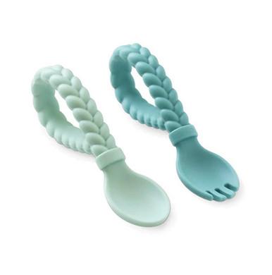 Gambar Sale Terbatas Itzy Ritzy Silicone Spoon Fork Set Baby Utensil Set Sendok Garpu Anak Aman - Mint dari support mark undefined Tokopedia