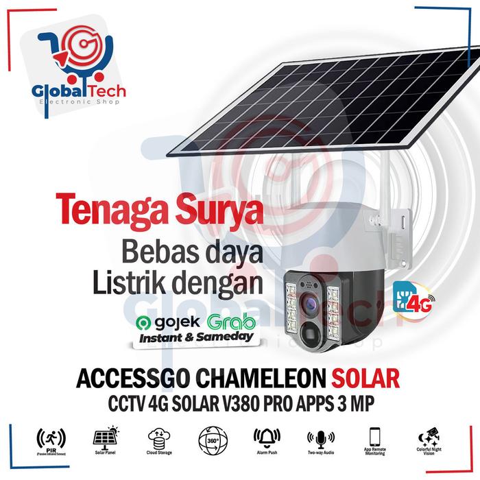 Gambar CCTV SOLAR 4G ACCESSGO Chameleon Tenaga Surya Battery dengan SIM CARD 4G PTZ Camera V380 Pro App ORIGINAL GARANSI dari luckhomeon undefined Tokopedia