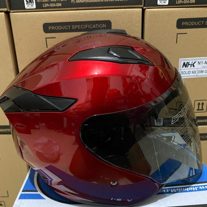 Gambar HELM GM KING FIGHTER BASIC SOLID ALL WARNA SINGLE VISOR HALF FACE - ROYAL RED, L dari khereen2 undefined Tokopedia