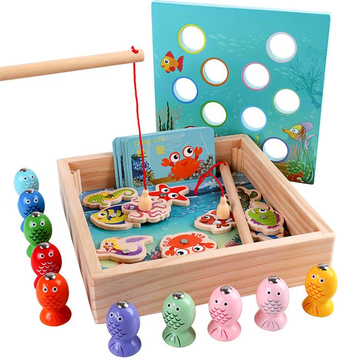 Jual New Children Wooden Toys Magnetic Games Fishing Toy Game Kids