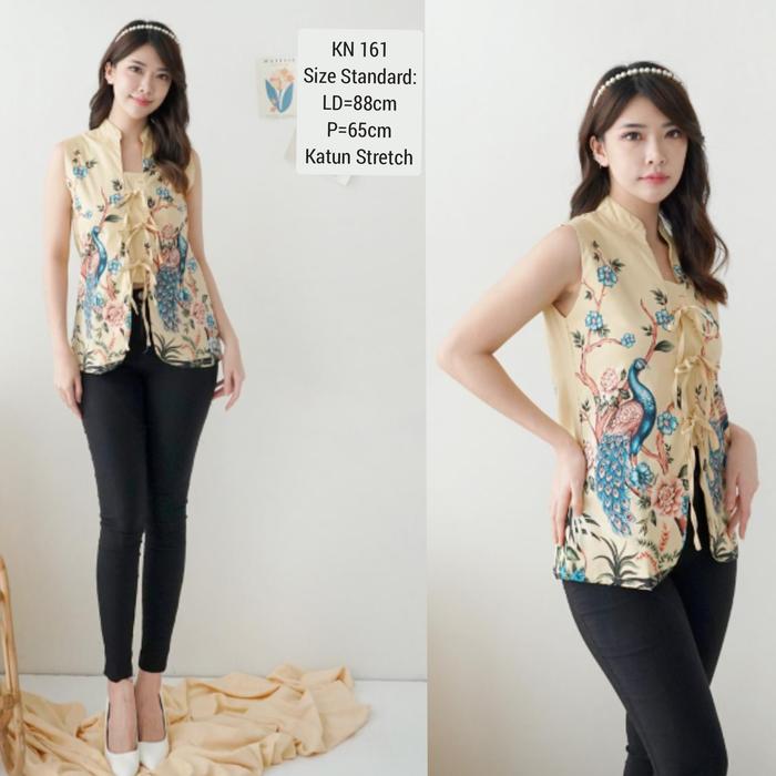 Gambar BLOUSE BATIK OCHA 161 Atasan Kerja Kantor Wanita Santai Pesta Jalan Murah Baju Cewek Bahan Katun Stretch Melar - PR 161 Grey, Standar(L) dari Ace Sakura undefined 5 Tokopedia