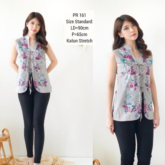 Gambar BLOUSE BATIK OCHA 161 Atasan Kerja Kantor Wanita Santai Pesta Jalan Murah Baju Cewek Bahan Katun Stretch Melar - PR 161 Grey, Standar(L) dari Ace Sakura undefined Tokopedia