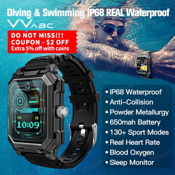 Vvabc Ip68 Waterproof Swimming Smart Watch For Sport Fitness Tracker Long  Battery Life Diving Rugged Outdoor Smartwatch Aod 2024