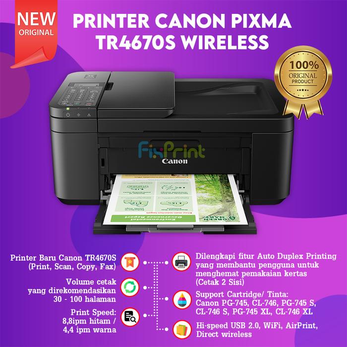 Gambar Printer Canon TR4670S Pixma Print Scan Copy TR 4670S TR-4670S WiFi F4 ADF /  HP Deskjet 4275 Advantage All in One Adf Wireless Multifungsi Original New  Garansi Resmi - Canon TR4670S dari FixPrint Indonesia undefined Tokopedia