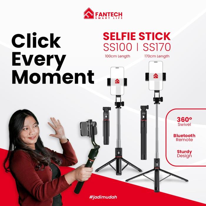Gambar FANTECH TONGSIS SS1 BT Selfie  Stick Tripod With Remote - 100cm dari Level99Store undefined Tokopedia