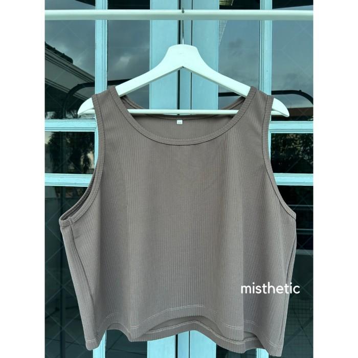 Gambar Hana Tanktop — Tanktop Jumbo/ Tanktop Big Size/ Tanktop Knit Jumbo - Dark Choco, Jumbo dari Melani Colection44 undefined Tokopedia