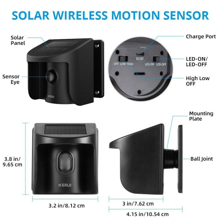 Jual KERUI Driveway Alarm System With Solar Powered PIR Motion