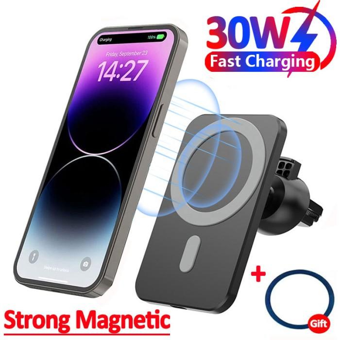 Jual 30W Magnetic Wireless Car Charger MacSafe for iPhone 15 14 13