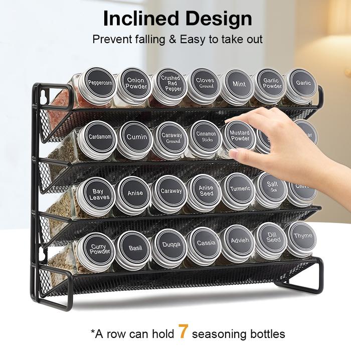 Jual Kitchen Organizer Spice Rack 3/4 Tier Wall Mounted Carbon