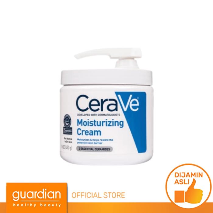Gambar Cerave Daily Moisturizing Cream with Pump 453Ml - Skin Barrier Repair Moisturizer With Ceramide For Normal To Dry Skin [Krim Pelembap Untuk Kulit Kering] dengan tekstur krim yang tidak lengket dari Guardian Official Store undefined Tokopedia