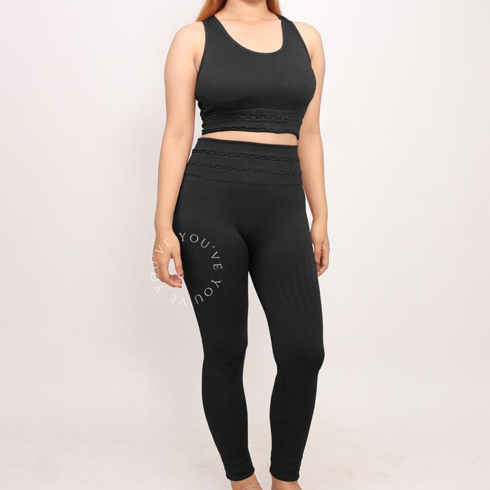 Gambar YouHave ( You’ve ) Setelan Set Pakaian Olahraga Baju Olahraga Atasan dan Bawahan Sport Bra dan Celana Senam Aerobik Zumba Yoga Gym Fitness Sportwear Set Wanita Perempuan Y00003 - Black, M/L dari YouHave Store undefined Tokopedia