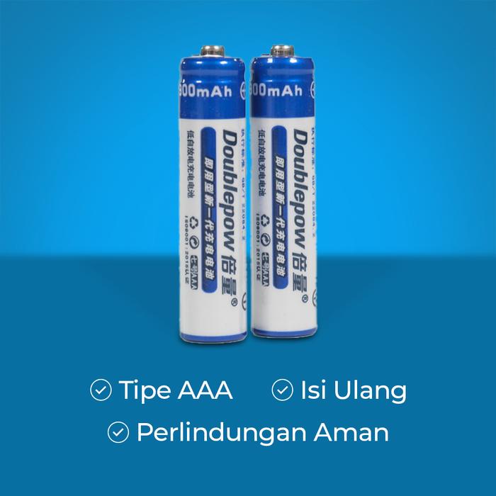 Gambar Set Baterai AAA Rechargeable Ni-MH 1.2V 1250mAh Batu Batre Cas Battery Alkaline A3 2 Pcs - 900mAh dari Jogja Premium Stores undefined Tokopedia