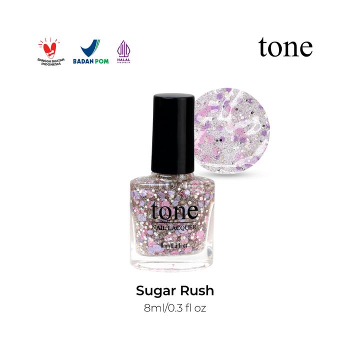 Gambar TONE Nail Lacquer Glitter Glam Series 8ml | Chunky | Kutek Cat Kuku Nail Polish Gliter Chunky - Sugar Rush dari Tone Official undefined Tokopedia