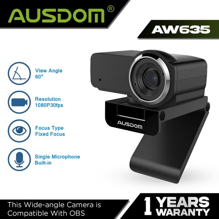 Jual AUSDOM WebCam 1080P 12MP with Built-in Mic Live Streaming