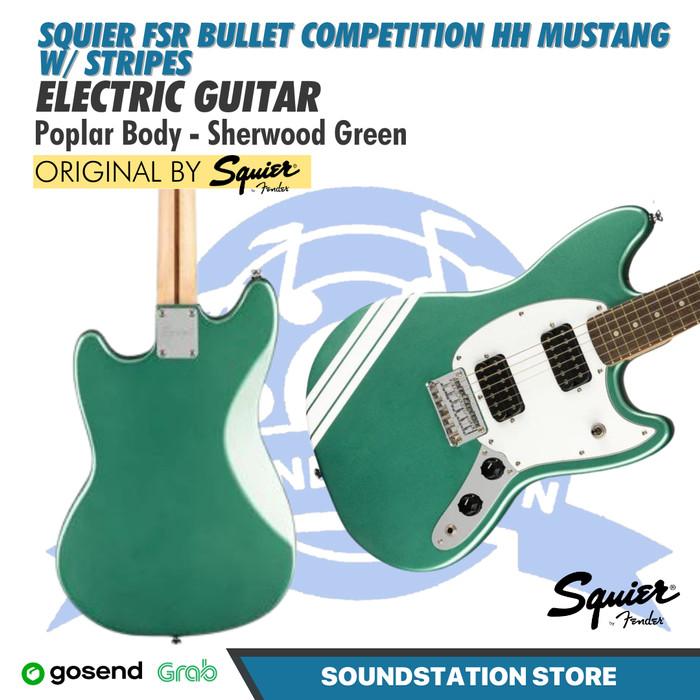Gambar New // Squier Fsr Bullet Competition Hh Mustang W/ Stripes, Electric Guitar 100% Original - SherwoodGreen dari TaufikOficialPedia undefined Tokopedia