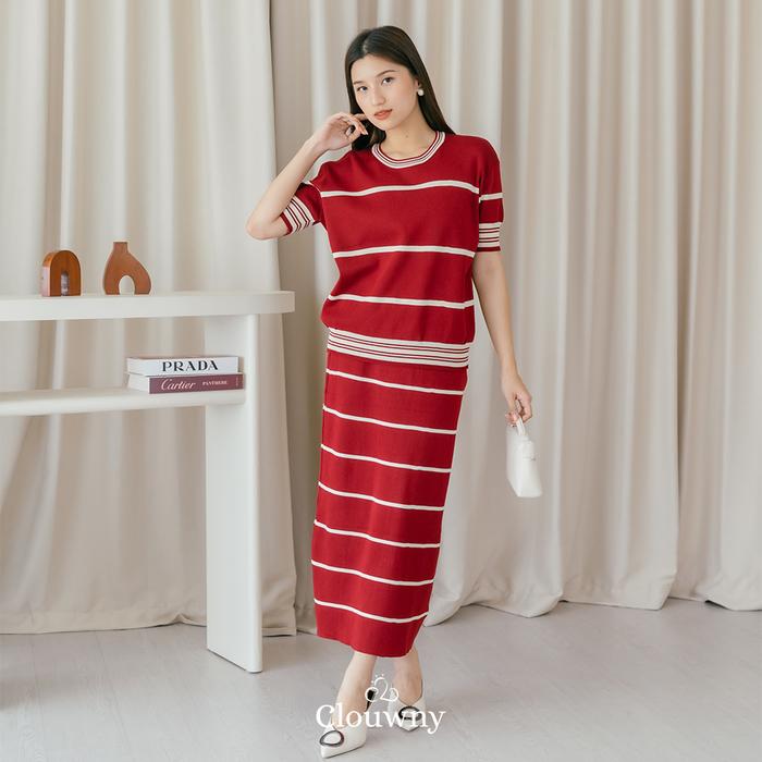 Gambar Clouwny Lidya Knit Set Setelan Rok Wanita Premium Knit Fit to XXL Baju Atasan Dewasa - Maroon dari CLOUWNY undefined Tokopedia