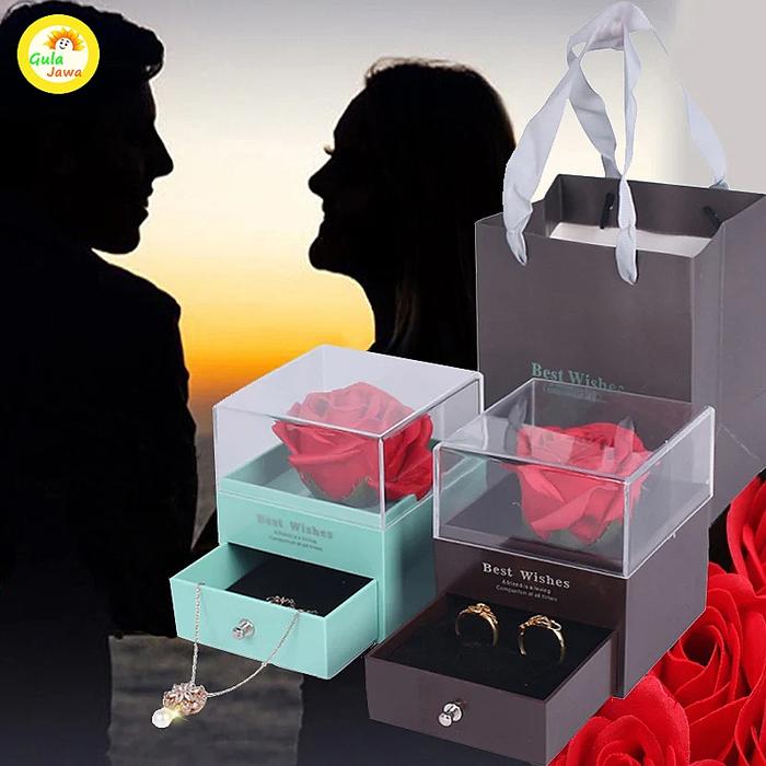 Jual Best Wishes Rose Valentine Promise Ring Box Liontin Kotak