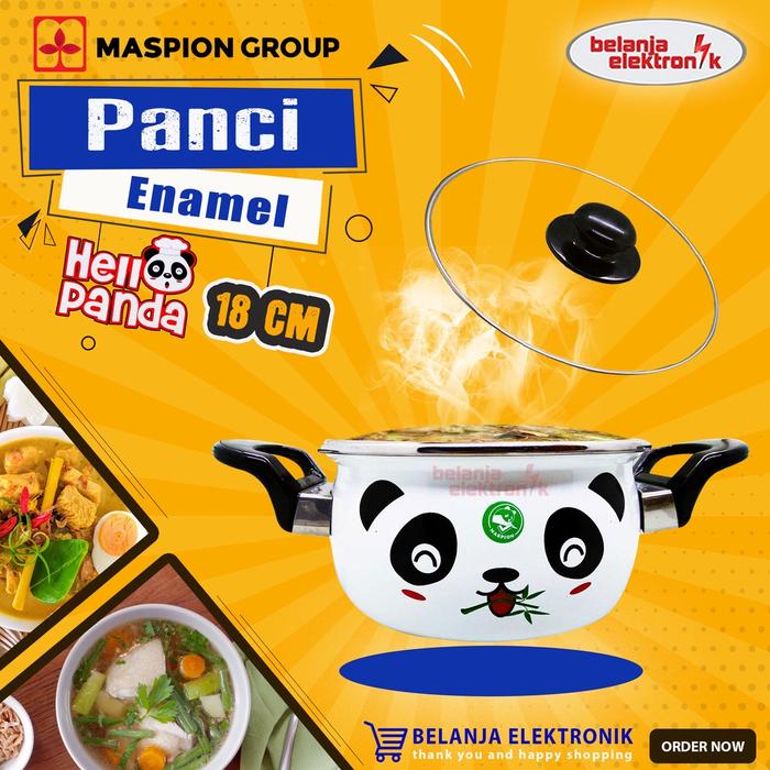 Gambar MASPION PANCI ENAMEL HELLO PANDA 18 CM + TUTUP KACA dari linda_1 undefined Tokopedia
