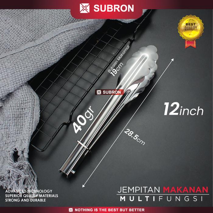 Gambar SUBRON Jepitan Capitan Makanan Kue Roti Multifungsi Panjang Stainless - 12INCH dari SUBRON KITCHENWARE undefined Tokopedia