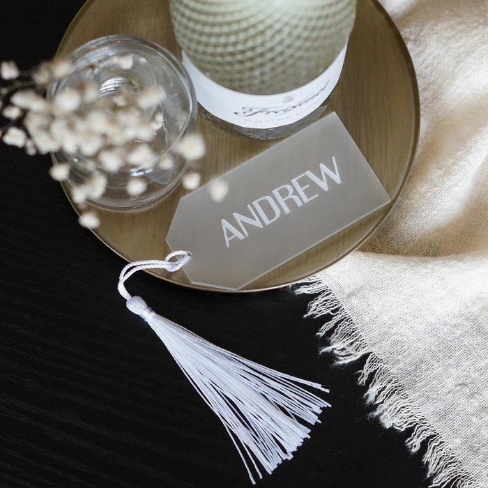 Gambar Blanks Acrylic Wedding Place Card Frosted/Clear Gift Tag with Tassel dari Akanshop24 undefined Tokopedia