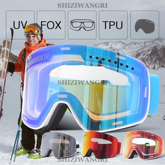 Gambar 2023 Double Layer Magnetic Ski Goggles Lens Skiing Anti-fog UV400 dari Store Yusup Sopandi undefined Tokopedia