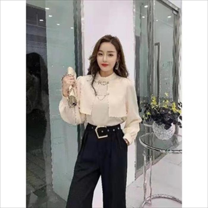 Gambar ATASAN WANITA IMPORT CASUAL / FASHION BLOUSE WOMAN WORK SIMPLE - Cream, L dari MurahFashion undefined Tokopedia