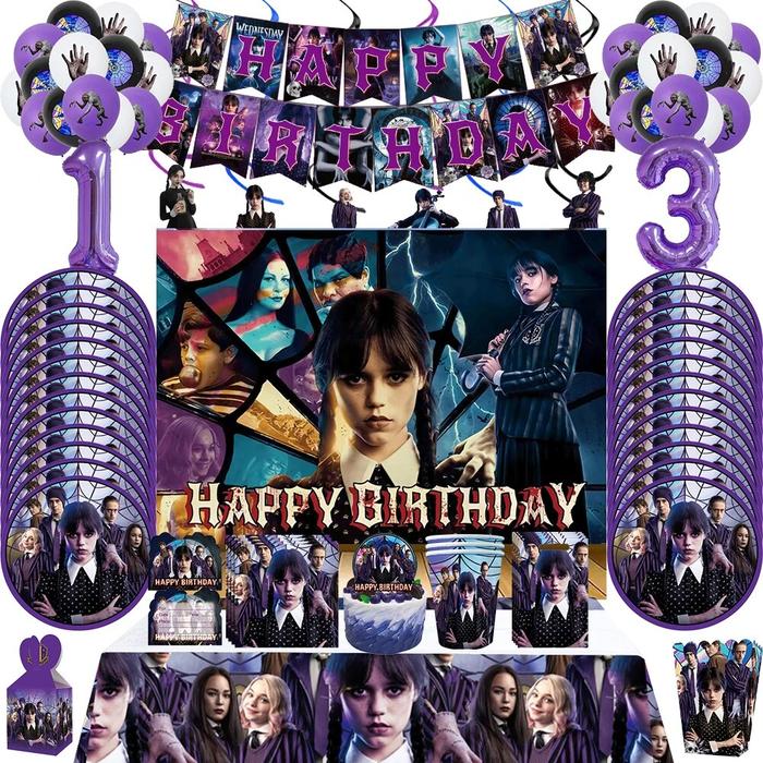 Gambar The Movie Wednesday Addams Party Supplies Include Paper Cups Plates dari Achilles Stores undefined Tokopedia
