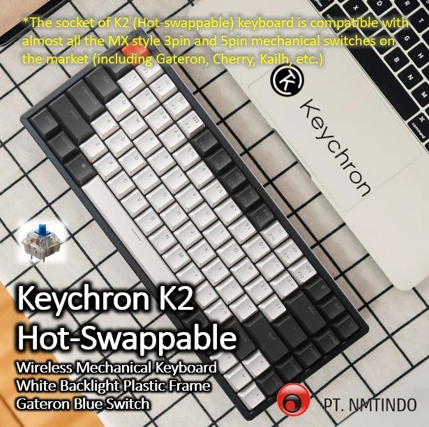 Gambar Keychron K2 Hot Swappable White Backlight Plastic Frame Gateron Switch - Blue Switch dari Tecno Home Official undefined Tokopedia