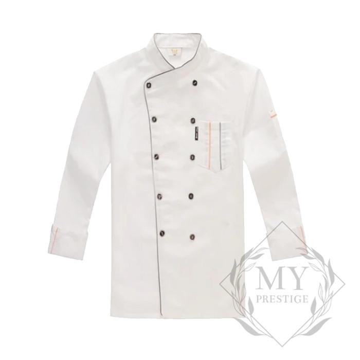 Gambar Seragam Koki Baju Chef Lengan Panjang Jaket Masak Dapur Kitchen Unisex - Putih, M dari MY PRESTIGE undefined Tokopedia