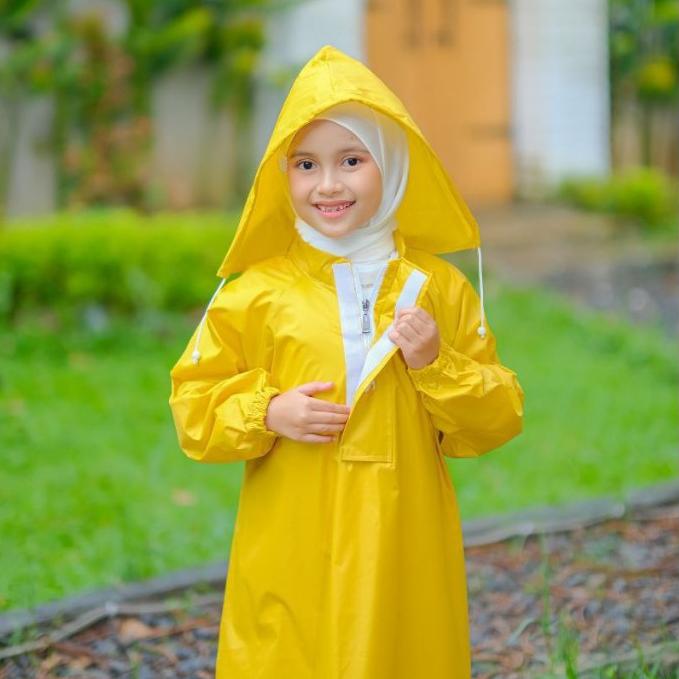Gambar Jas Hujan Anak Laki Laki Perempuan Mantel hujan Anak Hijas Ponco - Zipper Kuning, S dari BebasBelanjaPlus undefined Tokopedia