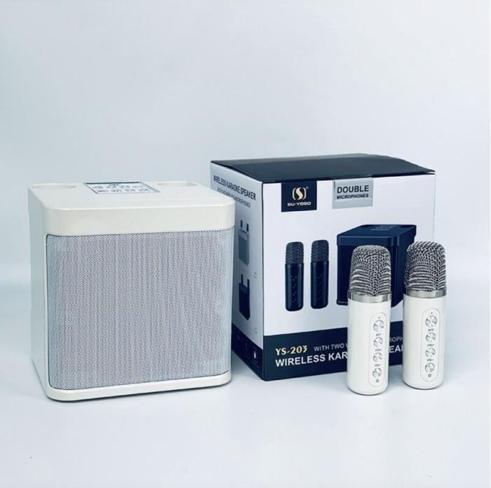 Gambar Voice Change Karaoke Speaker Bluetooth 2 mic for Mobile Phone white - Putih dari TOKO QU_NEW undefined Tokopedia