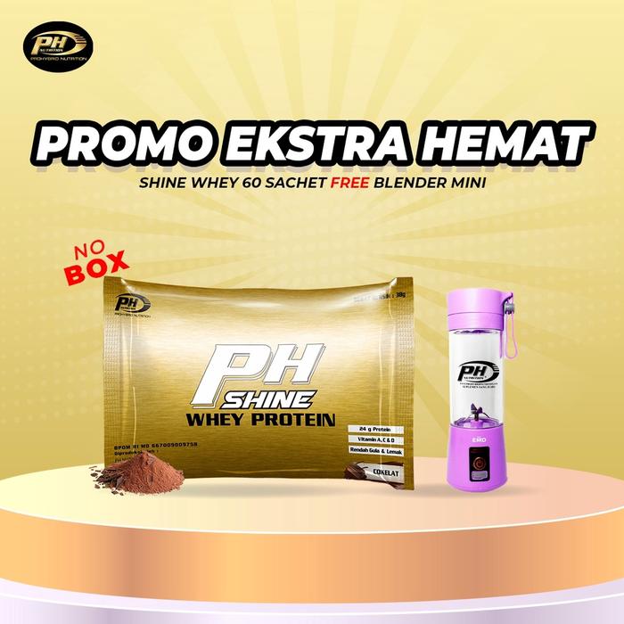 Gambar PROMO PH Shine Whey 60 Sachet + Free Blender Mini - Protein 24g Susu dari ansyashoppp undefined Tokopedia