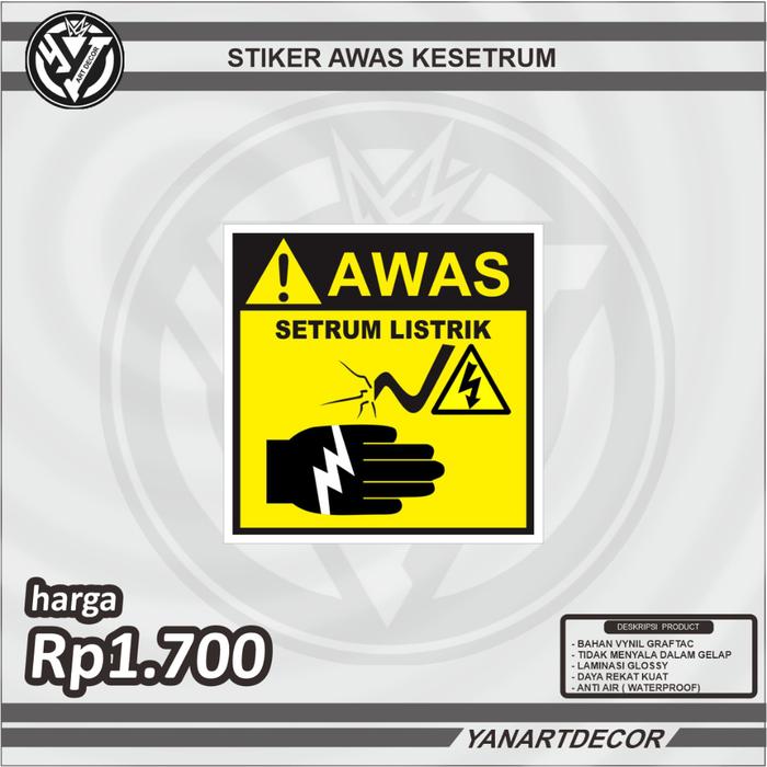 Gambar STIKER AWAS KESETRUM, AWAS SETRUM LISTRIK 10X10 - AWAS SETRUM A, 10X10 CM dari RAYYAN STIKER undefined Tokopedia