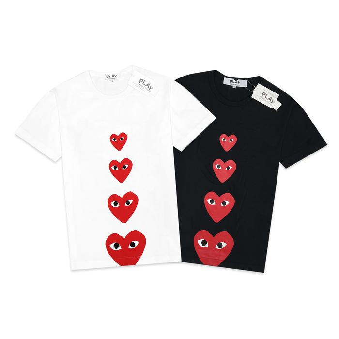 CDG Play Four Vertical Hearts T-Shirt White, S