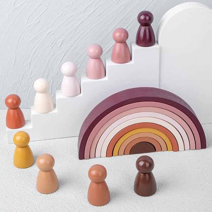 Gambar 1 Set Wooden Rainbow Building Blocks Puzzle Toys 10 Layers of Arched dari AF SANJAYA CELL undefined Tokopedia