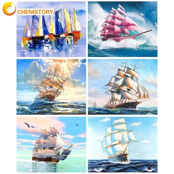 Gambar Frame Picture Diy Painting By Numbers Boating Landscap dari Classicaa Storee undefined Tokopedia