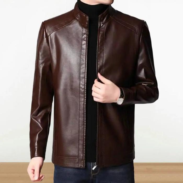 Jual Warm Fall Men Jacket Stylish Protective Men's Faux Leather