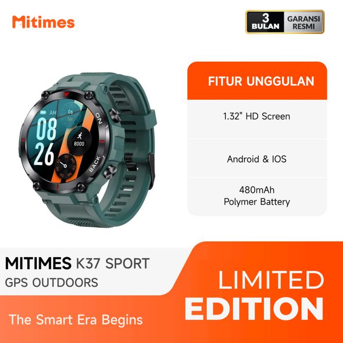 Gambar Mitimes K37 Sport Smart Watch 1.32 Inch Gps Outdoors - Green dari Doni Glikmilkop undefined Tokopedia