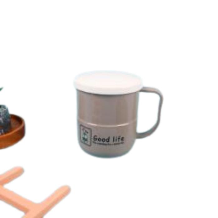 Gambar HAVIN Gelas Mug Tutup Plastik Aesthetic Motif Good Life - PR - Abu Abu dari Prestoncookware undefined Tokopedia